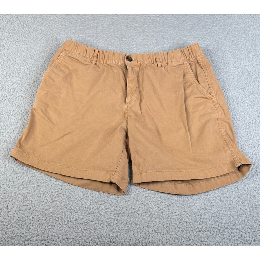 BEAR BOTTOM Chino Shorts Men XL 7" Brown Khaki Elastic Waist Drawstring Stretch